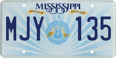 MS license plate MJY135