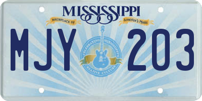 MS license plate MJY203