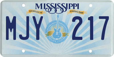 MS license plate MJY217