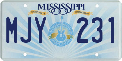 MS license plate MJY231