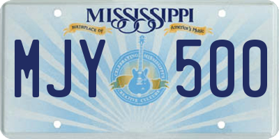 MS license plate MJY500