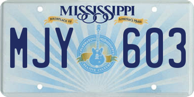 MS license plate MJY603