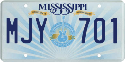 MS license plate MJY701