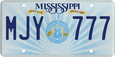 MS license plate MJY777