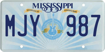 MS license plate MJY987
