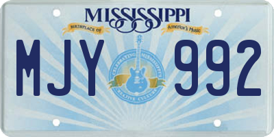 MS license plate MJY992