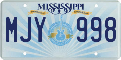 MS license plate MJY998