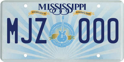 MS license plate MJZ000