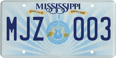 MS license plate MJZ003