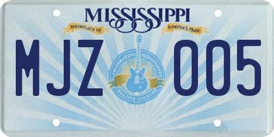 MS license plate MJZ005