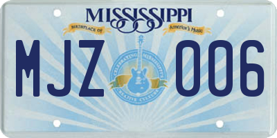 MS license plate MJZ006