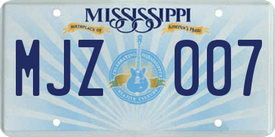 MS license plate MJZ007