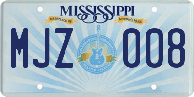 MS license plate MJZ008