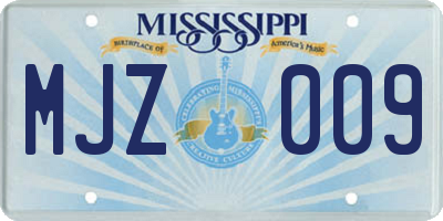 MS license plate MJZ009