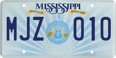 MS license plate MJZ010