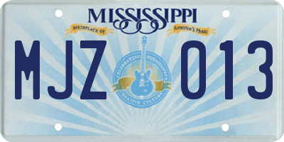 MS license plate MJZ013