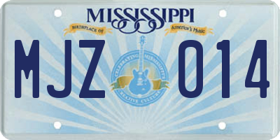 MS license plate MJZ014