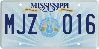 MS license plate MJZ016