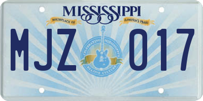 MS license plate MJZ017