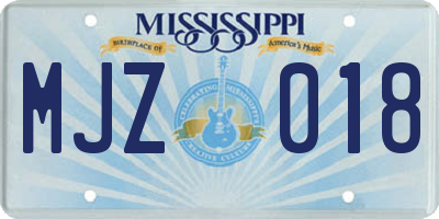 MS license plate MJZ018