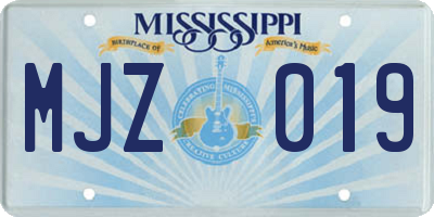 MS license plate MJZ019