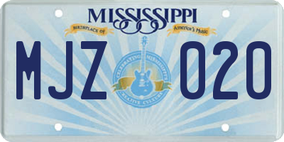 MS license plate MJZ020