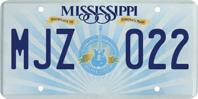 MS license plate MJZ022