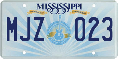 MS license plate MJZ023