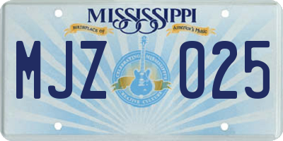 MS license plate MJZ025