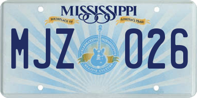 MS license plate MJZ026