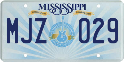 MS license plate MJZ029