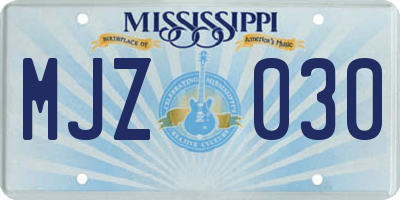 MS license plate MJZ030