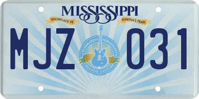 MS license plate MJZ031
