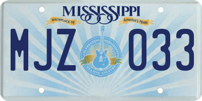 MS license plate MJZ033