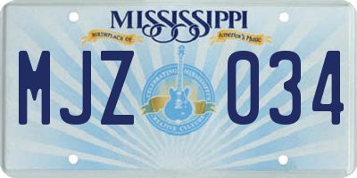 MS license plate MJZ034