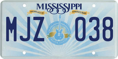 MS license plate MJZ038