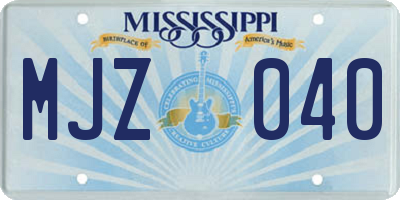 MS license plate MJZ040