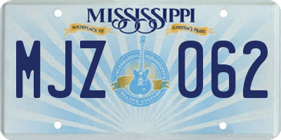 MS license plate MJZ062