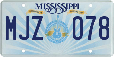 MS license plate MJZ078