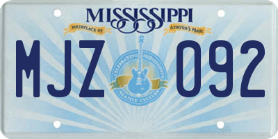 MS license plate MJZ092