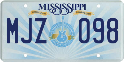 MS license plate MJZ098