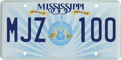 MS license plate MJZ100