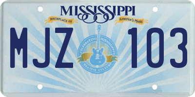 MS license plate MJZ103