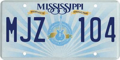 MS license plate MJZ104