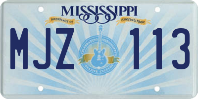 MS license plate MJZ113