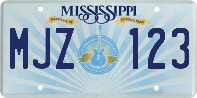 MS license plate MJZ123