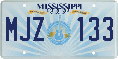 MS license plate MJZ133