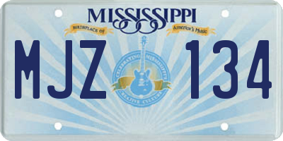MS license plate MJZ134