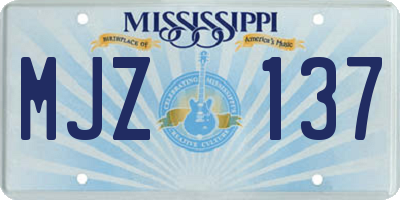 MS license plate MJZ137