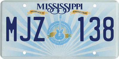 MS license plate MJZ138